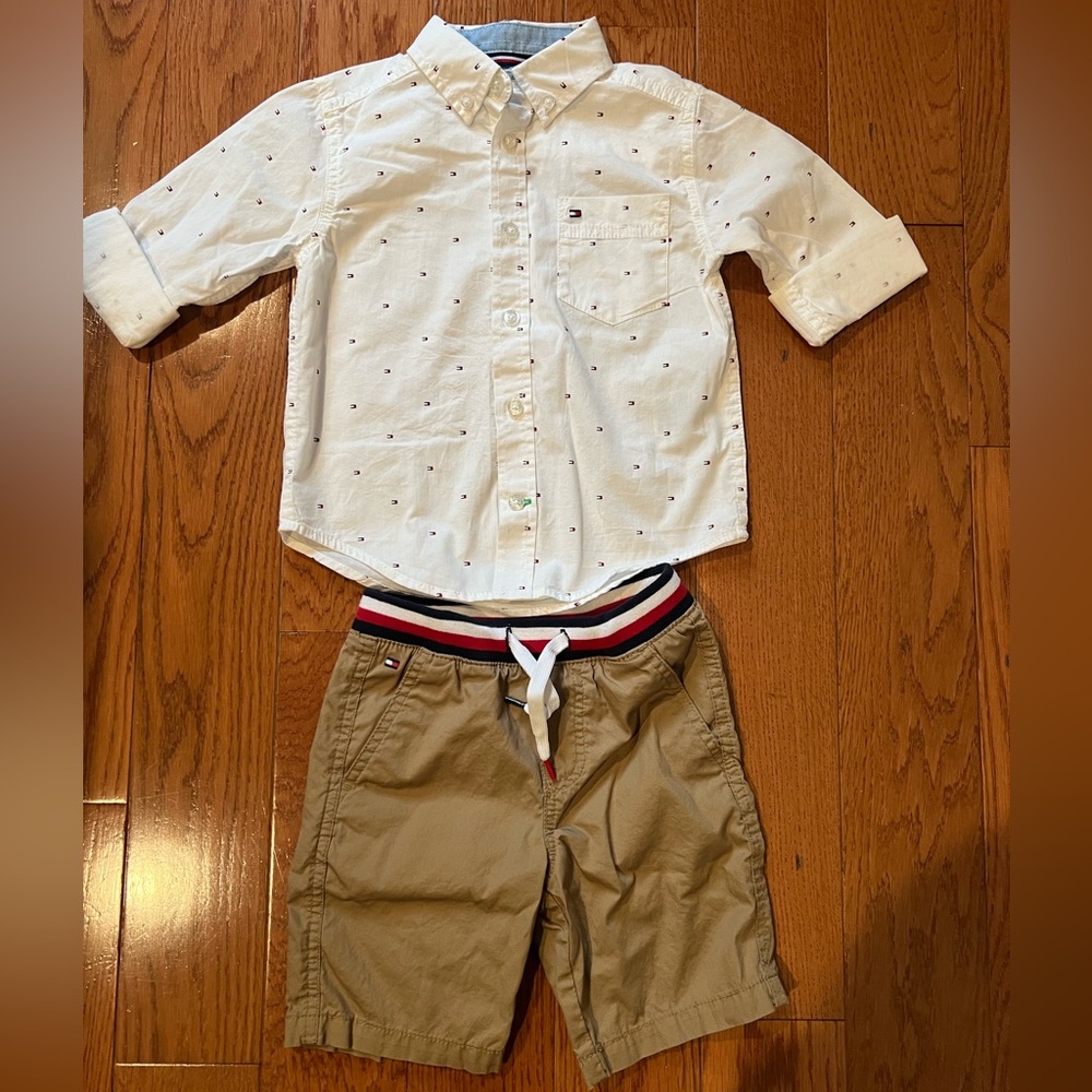 Tommy Hilfiger White Button-Down Shirt with Light Blue Trim